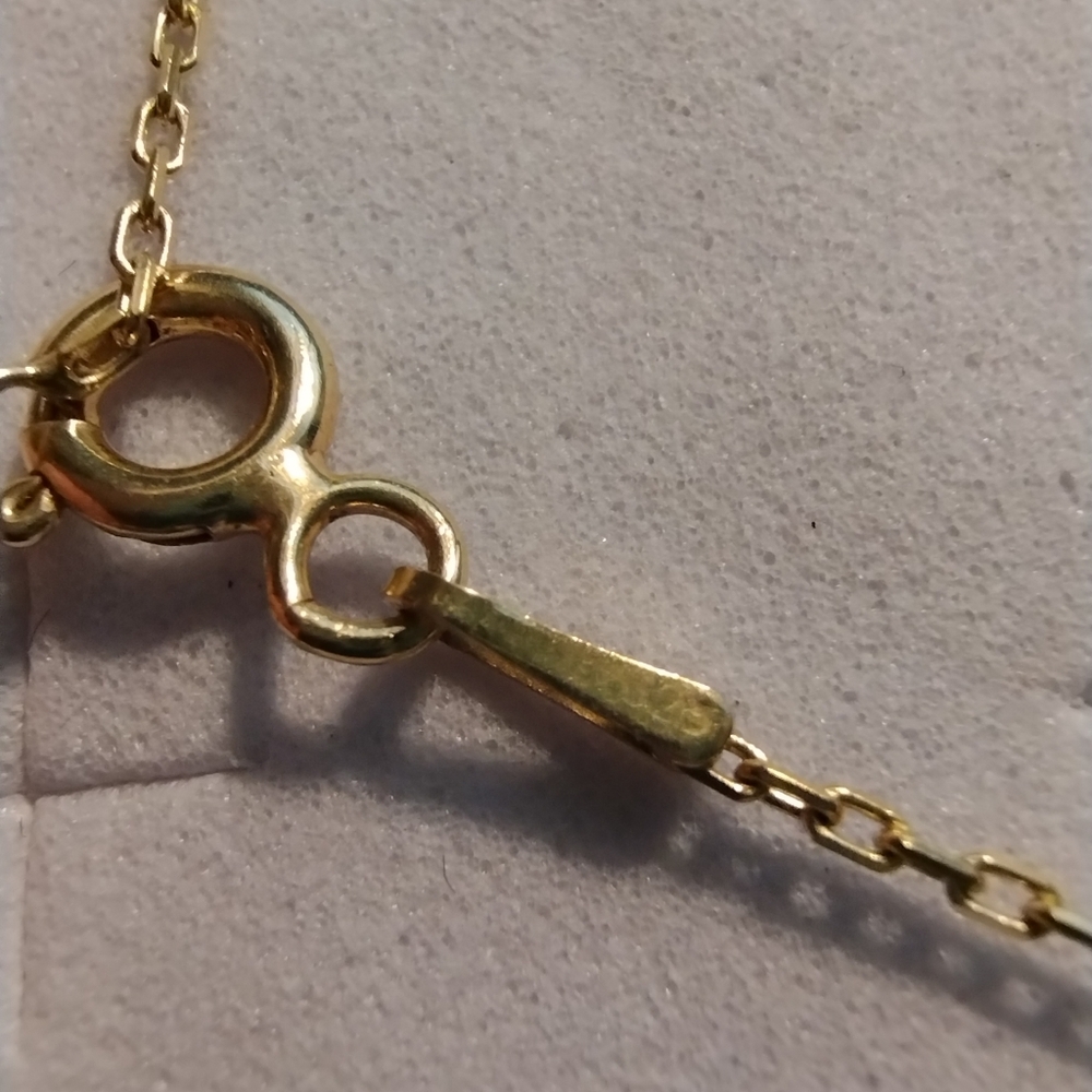 17.5" 925 Italy Gold overlay Necklace with 5 stones - Picture 8 of 13